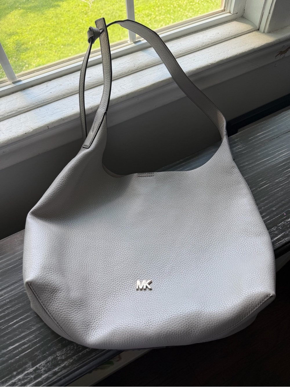 Michael Kors Light Gray Pebble Leather Hobo
